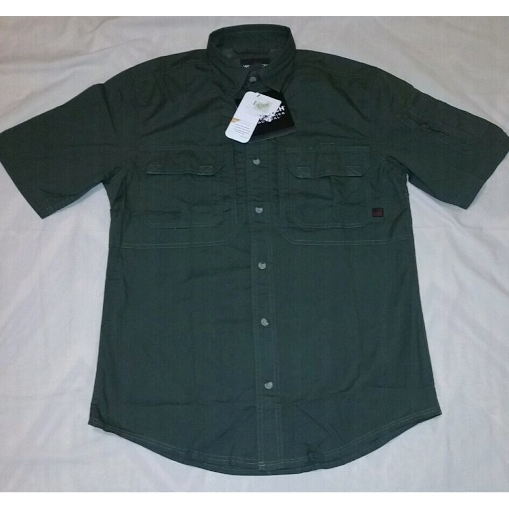 Woolrich Elite Series Tactical Vented OD Green Short Sleeve Button Shirt Mens S